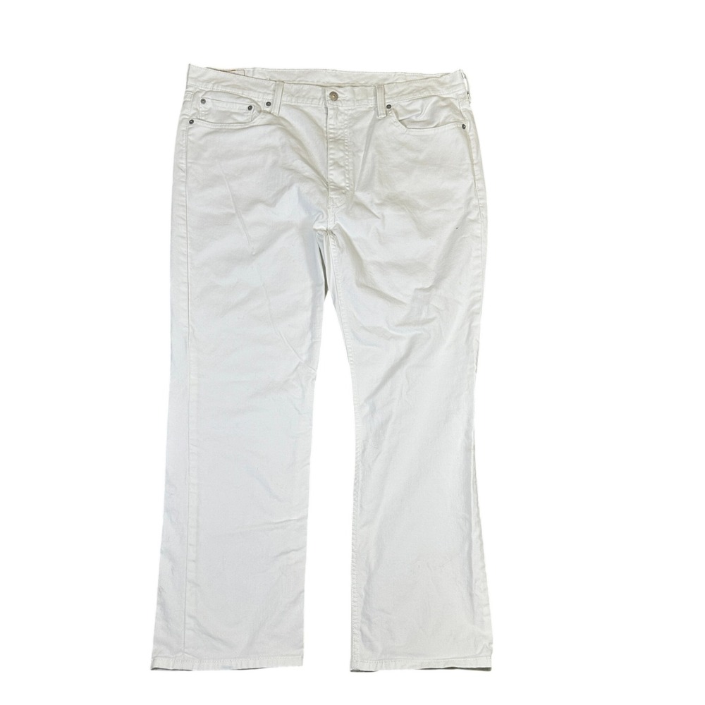 Levis Mens White Denim Stretch Straight Leg Jeans 41x28.5 White Wash